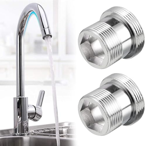 2er-Pack Wasserhahn Adapter, M18 zu M22 Außengewinde, Metall Steckverbinder für Belüfter, Waschbecken, Küche, Luftsprudler, Wasserfilter Mit Gummidichtung