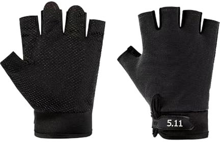 BrightGlow Kids Sports Halbfingerhandschuhe Fahrradhandschuhe Halbfinger Taktische Handschuhe Anti-Rutsch Kinder Tarnung Handschuhe Gym Training Fitness Handschuhe Kletterhandschuhe Schwarz M