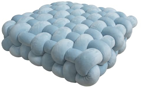 PromCaeruyn Knotenkissen Quadratisches Knotenkissen Kuschelkissen Dekokissen für Büro Schlafzimmer Wohnzimmer Wohnheim Auto Knoten Handgemachtes Kissen Bodenkissen(Light Blue,40 * 40 * 12cm)