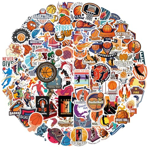 Basketball Aufkleber Set 100 Stück für Sport, Gepäck, Skateboard, Laptop und Tassen