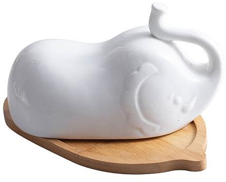 Genérico Mantequera De Cerámica Con Soporte De Madera mantequillera redonda con tapa calentador de mantequilla de mantequilla para el hogar plato de mantequilla con tapa