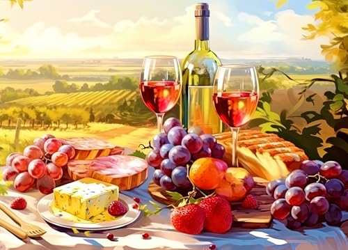 Bullglesup Puzzle para Adultos, 1000 Piezas, Picnic con póster, Piezas encajan Perfectamente, Letras en la Parte Posterior, sin Polvo, Regalo para Personas Mayores (70 x 50 cm)