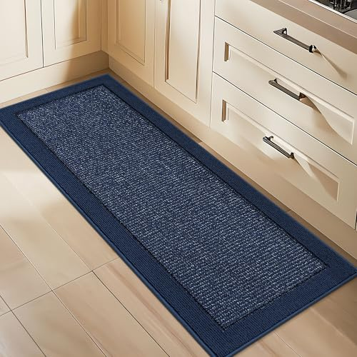 BEQHAUSE Kitchen Runner Rugs 24x60, Kitchen Rugs Non-Slip Kitchen Mats for Floor, Absorbent and Stain Resistant Kitchen Mats, Machine Washable Rug for Kitchen, Hallway, Laundry & Sink, Blue