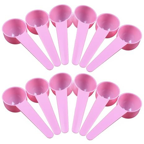 12 Pack Plastic Measuring Scoops, Teaspoon (1 tablespoon/20 mL) Long Handle Scoops for Measuring Coffee Tea Milk Spices Protein Powders Cooking Pet Food (Pink)
