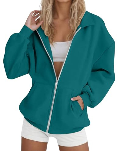 Generisch Sweatjacke Damen Ohne Kapuze, Damen Pullover, Sweatjacke Ohne Kapuze Oversize Hoodie Sweatshirtjacke Zipper Jacke Herbst Winter Übergangsjacke Kapuzenjacke Sweatshirt Kapuzenpullover