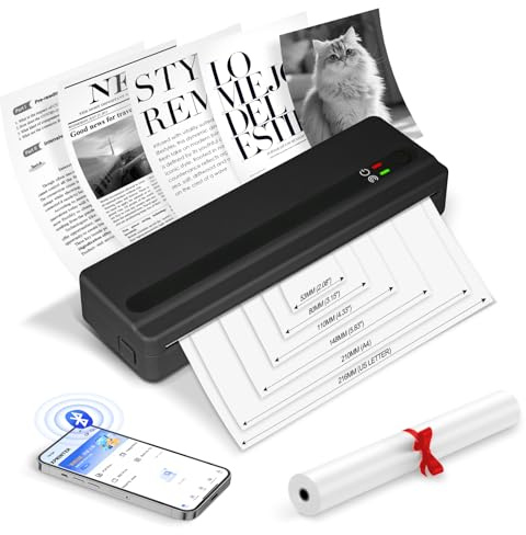 SMOCTAR Stampante termica portatile senza fili, Bluetooth A4/A5, piccole stampanti per la casa, stampante mobile compatibile con Android e iOS e computer portatile da viaggio