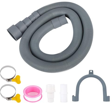 Kit de raccordement de tuyau de vidange, 1m/1,5m/2m/2,5m/3m/4m/5m, tuyau universel pour lave-vaisselle, avec raccords de tuyau et colliers de serrage, pour lave-vaisselle (1,5 m)