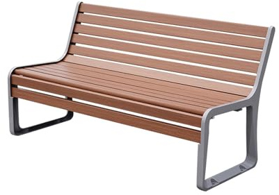 Väderbeständig utomhusbänk med ryggstöd – gjuten aluminiumram och träribbor kraftigt bärande perfekt för trädgårdsuteplats och trädgårdsdekor