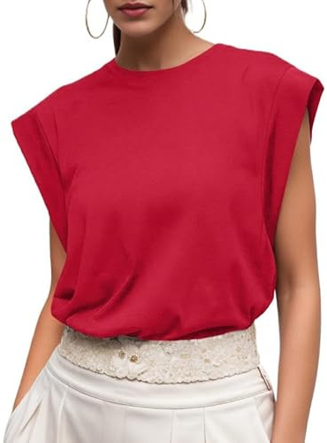 GRECERELLE t-shirts för kvinnor | Kepsärmar lös passform basic damtoppar för ledig komfort mjuk rund hals sommar t-shirts