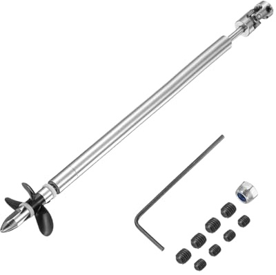 sourcing map Arbre d'entraînement à trois hélices et joint d'accouplement pour kit d'assemblage de coupleur de bateau télécommandé, arbre de 19,5 cm, manchon de 15 cm, trois hélices de 3,6 cm