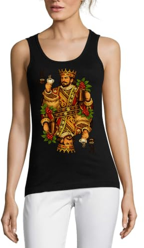 Regal King firar kaffe kultur kvinnors bomull linne t-shirt svart