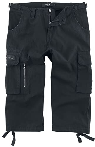 Black Premium by EMP Uomo Pantaloni Cargo Neri a Tre Quarti 5XL