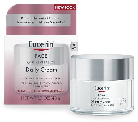 Eucerin Q10 Anti-Wrinkle Face Cream, Unscented Face Cream for Sensitive Skin, 1.7 Oz Jar