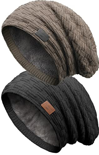 Grin&Bear Long Slouch Beanie Grobstrick Teddyfleece M10 (DE/NL/SE/PL, Alphanumerisch, Einheitsgröße, SetB)