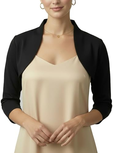 BlackButterfly Bolero A La Medida De Manga 3/4 (Negro, 4XL)