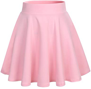 DRESSTELLS Gonne da Donna Gonne a Ruota Versatile Pieghe Gonna da Plissettata Vita Elastica Gonna A-Line Rosa, Pink S
