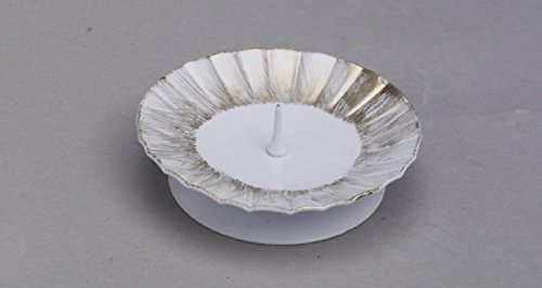 Kerzenhalter rund Weiss/Gold D 9,5 cm, ideal für Taufkerzen, Kommunionkerzen, Konfirmationskerzen, Hochzeitskerzen, Trauerkerzen