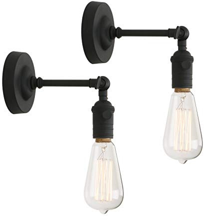 Phansthy 2xWandleuchte Wandbeleuchtung Wandleuchten Vintage Wandlampen Industrie Loft-Wandbeleuchte Küchenwandleuchte Spiegeleuchte Badezimmerleucht (Schwarz Farbe)