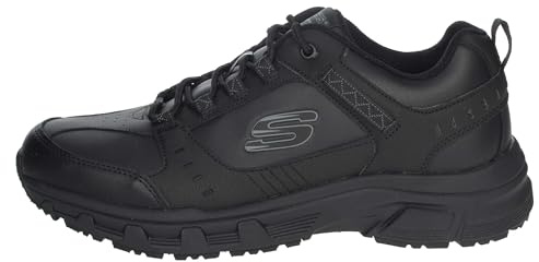 Skechers Oak Canyon Redwick Uomo Formatori, Black Leather Synthetic Textile Black Trim, 47.5 EU