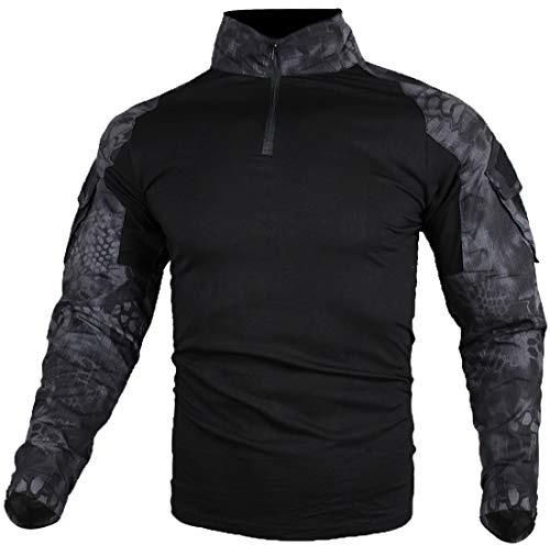 zuoxiangru Herren Taktisch Kampf T-Shirt, Ripstop Atmungsaktiv Hemd für die Jagd Militär Airsoft