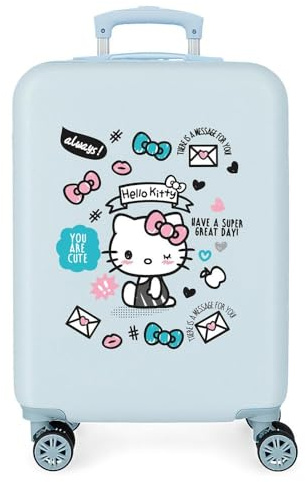 Hello Kitty You are Cute Kabinenkoffer Blau 38x55x20 cms Hartschalen ABS Kombinationsschloss 35L 2,3Kgs 4 Räder Handgepäck