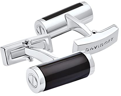 DAVIDOFF ESSENTIALS Manschettenknöpfe – exklusive rhodinierte und lackierte Messing Manschettenknöpfe – stilvolle Herren Accessoires in Zylinderform