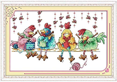 Kreuzstich,Stickpackung Stickbild Stickvorlage Sticken Stickset - Fleißiges Huhn 40X50Cm Diy Handarbeit Vorgedruckt Sticken Kreativität Home Decor 11Ct (Vorgedruckte Leinwand)