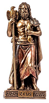 BeautifulGreekStatues Zeus Jupiter Griechischer Gott des Donners Miniatur Kaltguss Bronze Statue 8.5cm