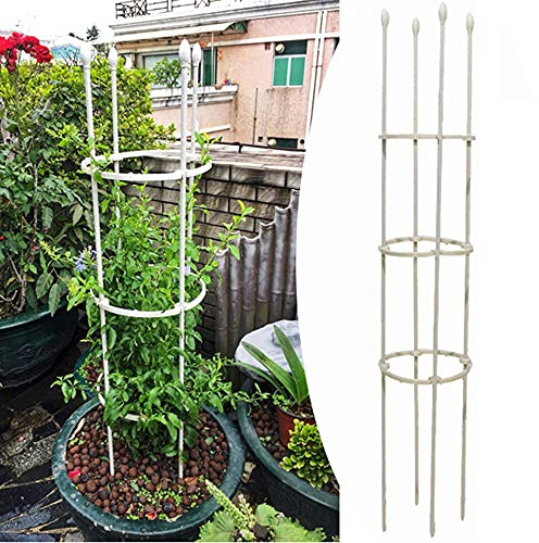 NWHJ Rankhilfe Tomaten Pflanzenkäfig Unterstützung Ringe, Robuste Stabil Garten Pflanze Stützstangen, Vertikales Metall Ranksäule Schwarz Weiß