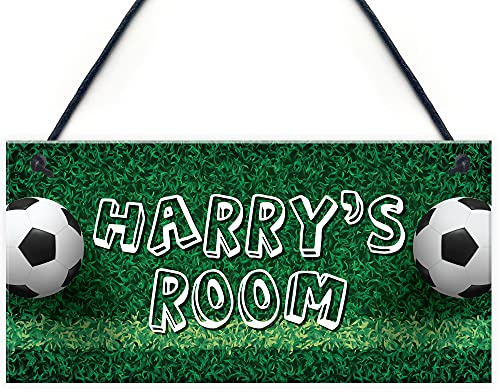 Red Ocean Personalised Football Themed Hanging Sign For Boys Bedroom Birthday Christmas Gifts For Brother Son