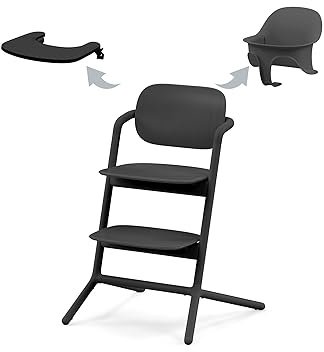 CYBEX Gold LEMO Barnstol 3-i-1-set, växer med barnet, 6 månader - 99 år, användbar från födseln mha separat CYBEX Bouncer, Baby-set och matbricka ingår, Aluminium/plast, Black (Svart)