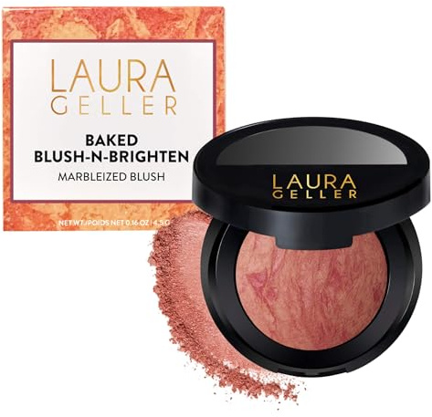 LAURA GELLER NEW YORK Baked Blush-n-Brighten for Mature Skin - 11 Tropical Peach- Powder Blush Won't Settle into Fine Lines - Buildable Natural Finish – Longlasting Formula - Made in Italy​
