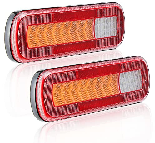 ETUKER 1 Paar LED-Rückleuchten für Anhänger, 2 Stück 12/24 V LED-Rückleuchten für LKW, dynamische Blinkerlampe, IP67, wasserdicht für LKW, Wohnmobil, Wohnwagen
