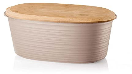 Guzzini - Tierra, Contenitore per Pane con Coperchio, in Plastica Riciclata - Grigio Tortora, 31,5x16,5xh12,9 | 3 LT - 197300158
