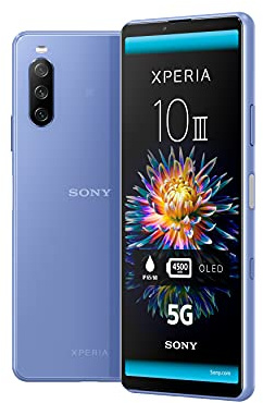 Sony Xperia 10 III - 6 21:9 Wide™ FHD+ HDR OLED display - Triple lens camera - SIM free - 6GB RAM - 128GB Storage - IP65/68 rating - Dual SIM hybrid - Blue (Renewed)