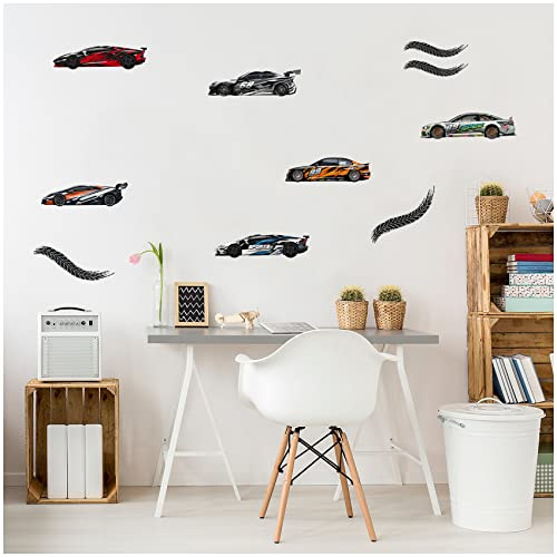 Wandsticker 3 Din A4 Bögen Wandtattoo für Jugendzimmer Kinderzimmer Wohnzimmer Wandbild Mädchen Junge Teenager selbstklebend Y065 (Ohne Wunschname, 08 Autos)