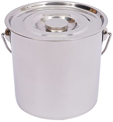 KOLHGNSE Lebensmittel Eimer Edelstahleimer Anwendungen Kücheneimer Futtereimer Wassereimer mit Edelstahl Deckel Neu, 6/12/20 Liter (6L)