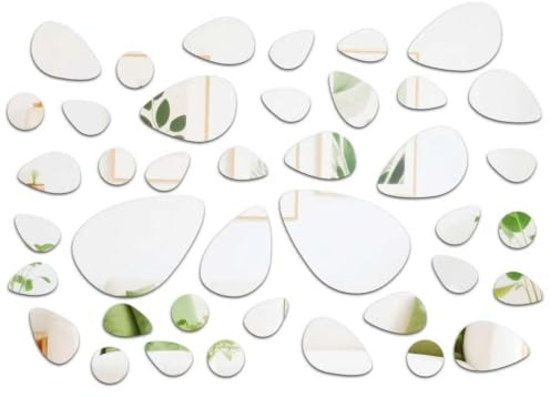 40 StüCk Ovale Selbstklebende Acryl SpiegelbläTter Aufkleber | Diy Spiegel Wandaufkleber, füR Zuhause, Schlafzimmer, Hintergrunddekoration