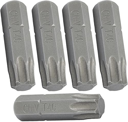 AERZETIX - Set di 5 Punte per Avvitare 1/4'' a Impronta Stella T40 6 Lati - Lunghezza 25mm - in Acciaio CR-V - Strumento Serraggio Chiave a Cricchetto Bussola Cacciavite Ferramenta Meccanica