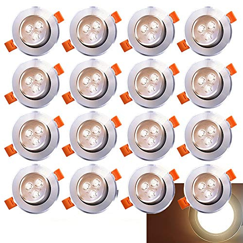 Yakimz LED Einbaustrahler, Ultra Flach 3W 230V Spots Einbauleuchten, 3200K Warmweiß, IP20 Schutzart, 30° Schwenkbar, Für Badezimmer Und Wohnzimmer, 20er Set [Energieklasse A++]