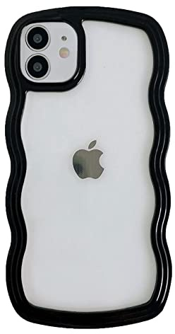 QLTYPRI Kompatibel mit iPhone 11 Hülle, iPhone 11 Transparent Case Aesthetic Curly Handyhülle Frauen Mädchen Girls Süßes Wellen Design Silikon TPU Bumper Schutzhülle - Schwarz