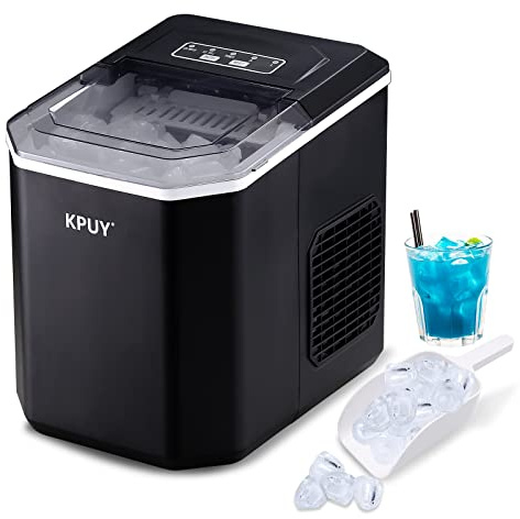KPUY Máquina de hielo autolimpiable para encimera, para hogar, 9 cubitos listos en 6-13 minutos, 12 kg en 24 horas, máquina portátil para hacer cubitos de hielo para cocina/oficina.