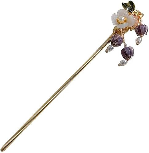ZLINXI Pinces de Coiffeur, Accessoires de Cheveux Barrette, Femmes Vintage épingle à Cheveux Chinois Traditionnel bâton de Cheveux Baguettes de Cheveux, fleur-10
