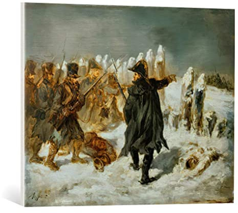 kunst für alle Leinwandbild: Denis-Auguste-Marie Raffet Marschall Ney an der Schanze von Kowno - hochwertiger Druck, Leinwand auf Keilrahmen, Bild fertig zum Aufhängen, 75x60 cm