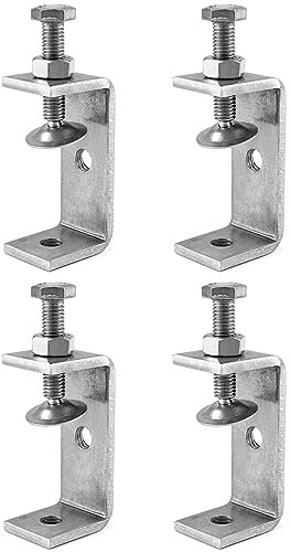 QWORK 4Pcs 304 Stainless Steel C Clamp Tiger Clamp, Heavy Duty C-clamp, for Home Improvement and Automotive Repair, Style 1