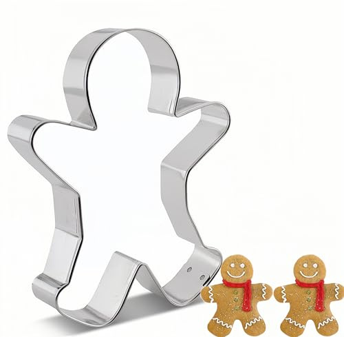 Stampini per biscotti natalizi, a forma di omino di pan di zenzero, stampo per pan di zenzero, design dettagliato per pasticceria e artigianato, ideale su fondente, impasto, argilla