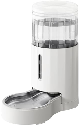 JUNSPOW Distributeur d'eau en Acier Inoxydable 7L, Grande capacité, Pas d'électricité et Distributeur d'eau Automatique Ultra-Silencieux pour Les Grands Chiens et Les Chats Multiples, Blanc.
