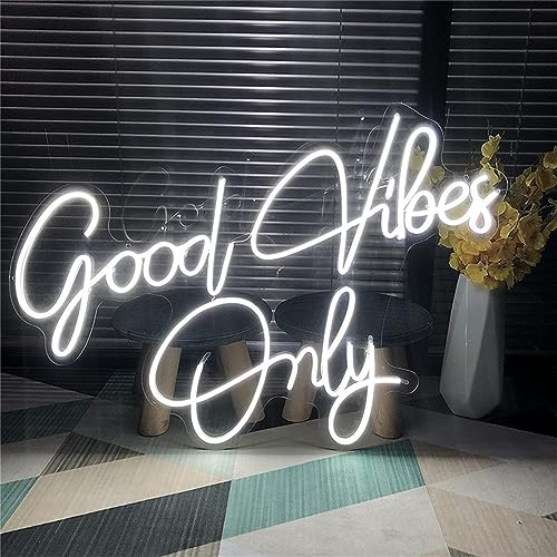 FINOTI Good Vibes Only Applique murale néon LED pour mariage Fixation murale Barre lumineuse KTV Veilleuse LED Décoration de chambre Décoration de chambre USB avec interrupteur, A