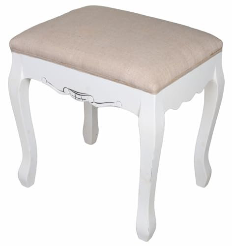 Schminktisch Hocker Weiss Sitzhocker Shabby Chic Polsterhocker 43x37cm hmb312 Palazzo Exklusiv