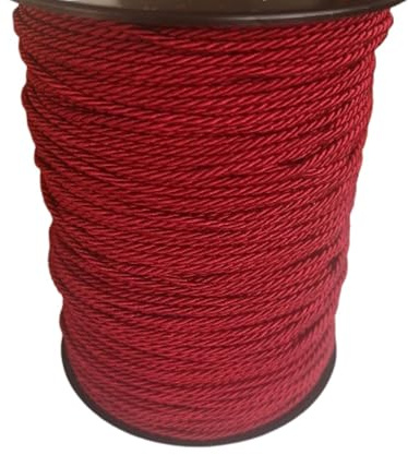 PIZZITALIANI Cordino collane - Cordoncino per braccialetti ROSSO CARDINALE, Diametro 2mm X 100m, Passamaneria Decorativa, Resistente e Flessibile, Cordone Intrecciato a 3 Capi, Made in Italy